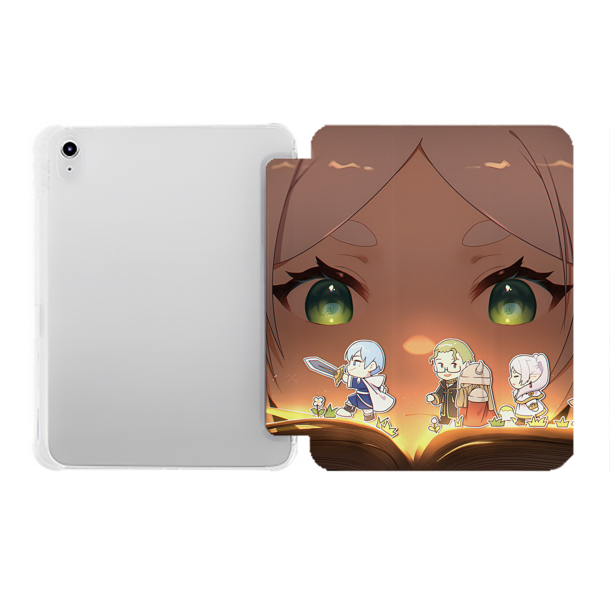（画像用） 葬送のフリーレン Frieren IPad ケース ペン収納付き 三つ折りスタンド PUレザー×シリコン 対応機種9.5/10.5/10.9インチ